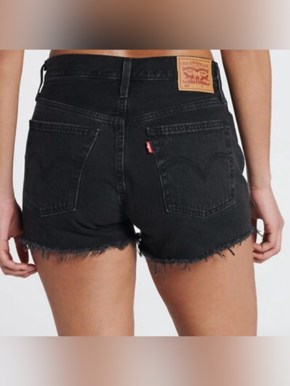 Levi's Black Frayed High-Rise Denim Shorts